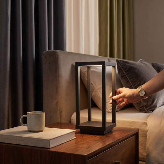 Aluma Brushed Nightstand Lamp lifestyle