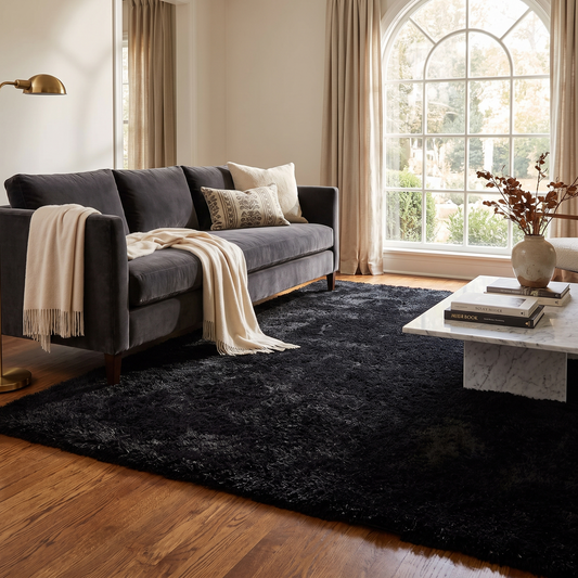 Noir Shag Rug 8x10 Black lifestyle