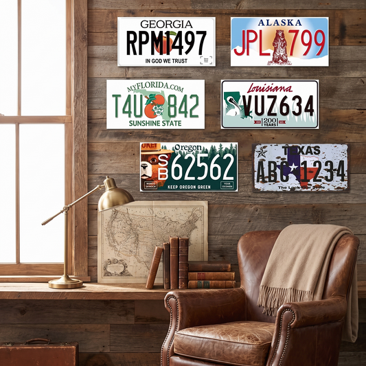 Heritage License Plate Sign Set lifestyle