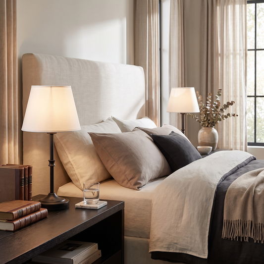 Duo Fabric Shade Table Lamps lifestyle