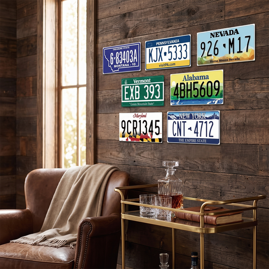 State License Plate Sign Set lifestyle
