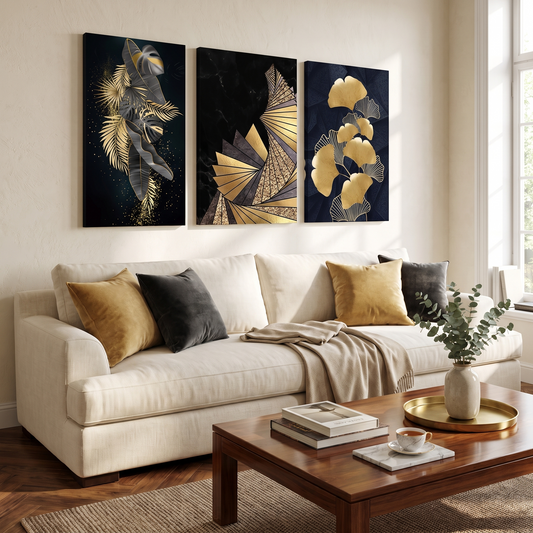 Gilded Botanica Canvas Triptych lifestyle