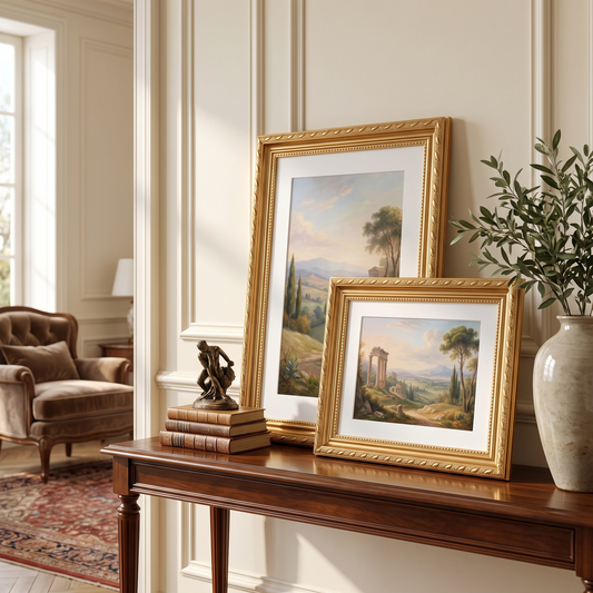Faux-Wood Gold Mount Poster Frame lifestyle