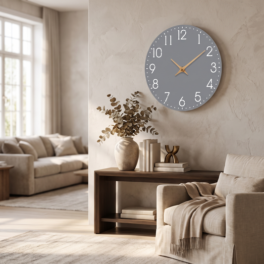 Gray Wood Minimalist Wall Clock lifestyle