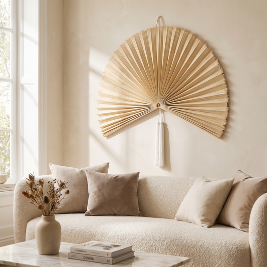 Bamboo Woven Hanging Fan Decor lifestyle