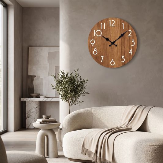 Minimalist Wood Wall Clock 10in lifestyle