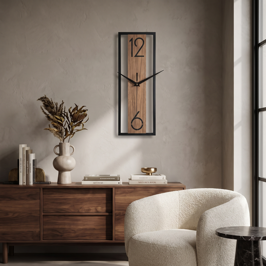 Rectangular Wood Grain Wall Clock lifestyle