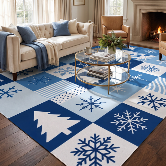 Snowflake Checkered Holiday Rug lifestyle