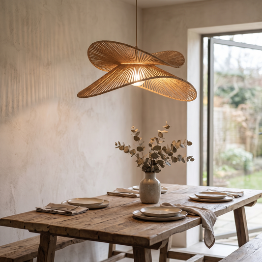Wabi-Sabi Lotus Woven Lamp Shade lifestyle