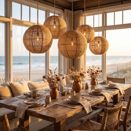 Woven Burlap Lantern Set lifestyle
