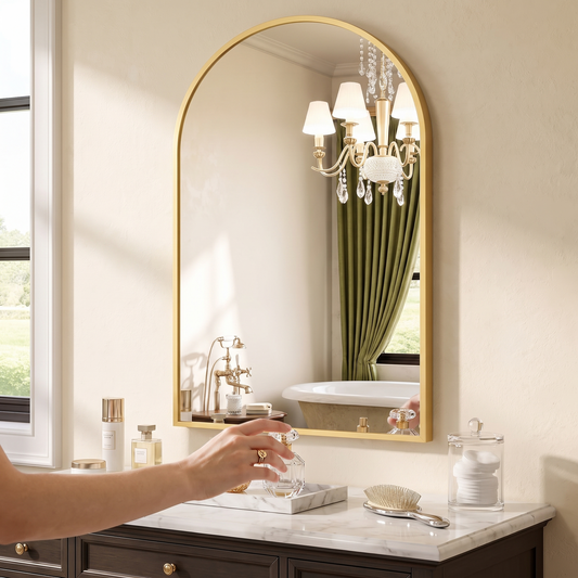 Arched Gold Vanity Mirror lifestyle